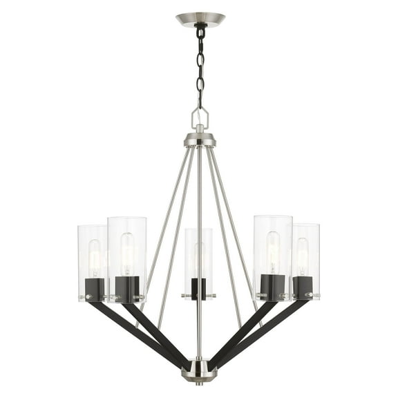 51165-91 Livex Lighting Beckett - 5 Light Chandelier In Transitional Style-27.75 Inches Tall and 26 Inches Wide-Brushed Nickel/Black Finish
