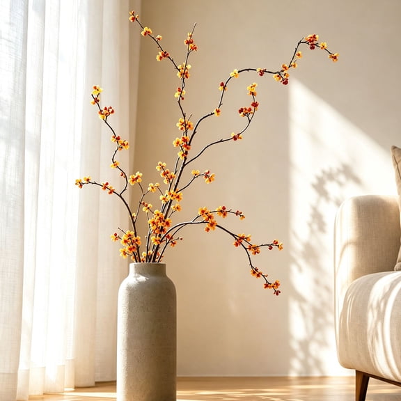 Artificial Bittersweet Branch Orange Berry Stems Vines Garland For Vase Home Table Centerpiece Fall Decor
