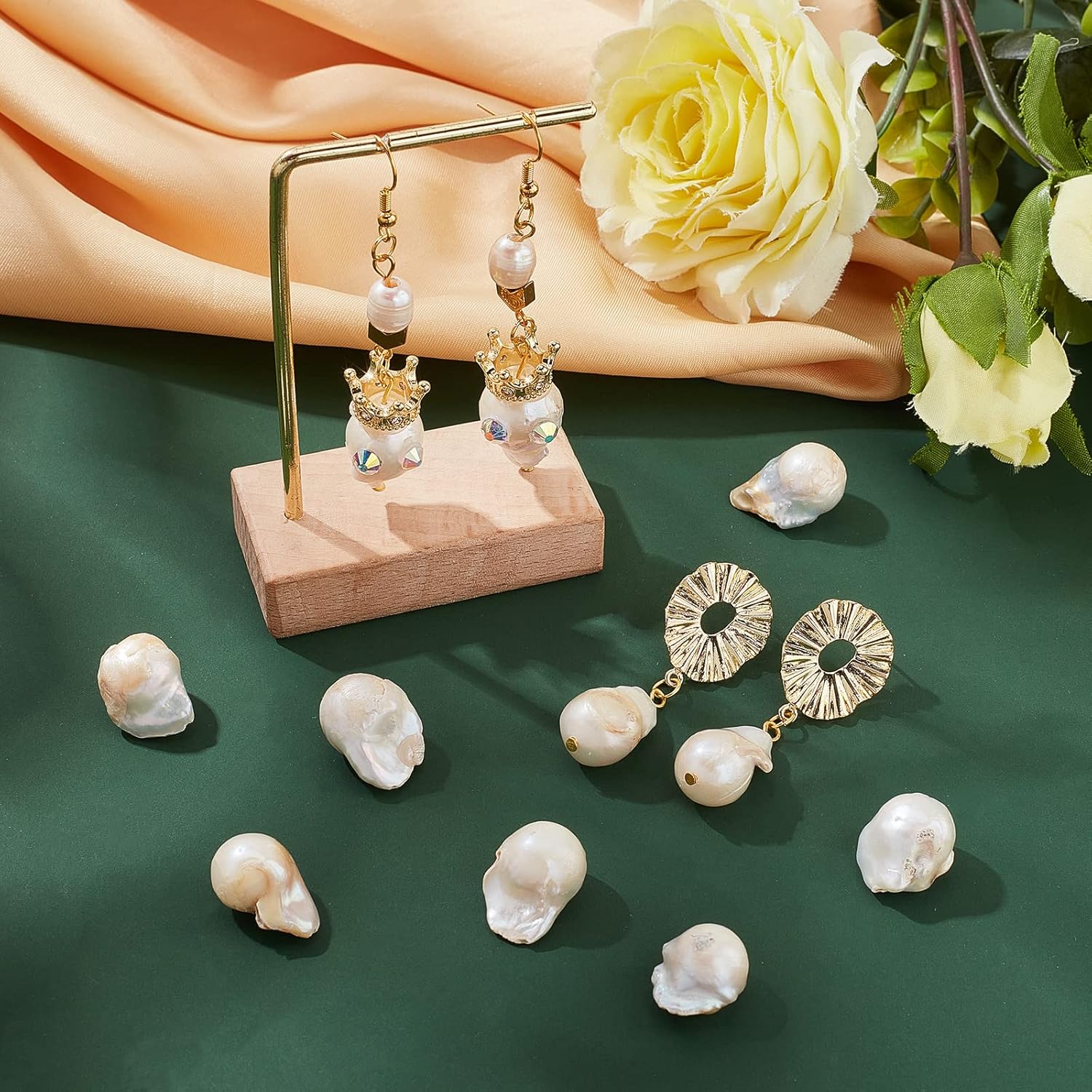 20 Pcs Freshwater Pearl Beads 13~27 mm Teardrop Natural Cultured Freshwater Pearl Beads Irregular Pearl Charms for Earrings Pendant Jewelry Making Creamy White Silver