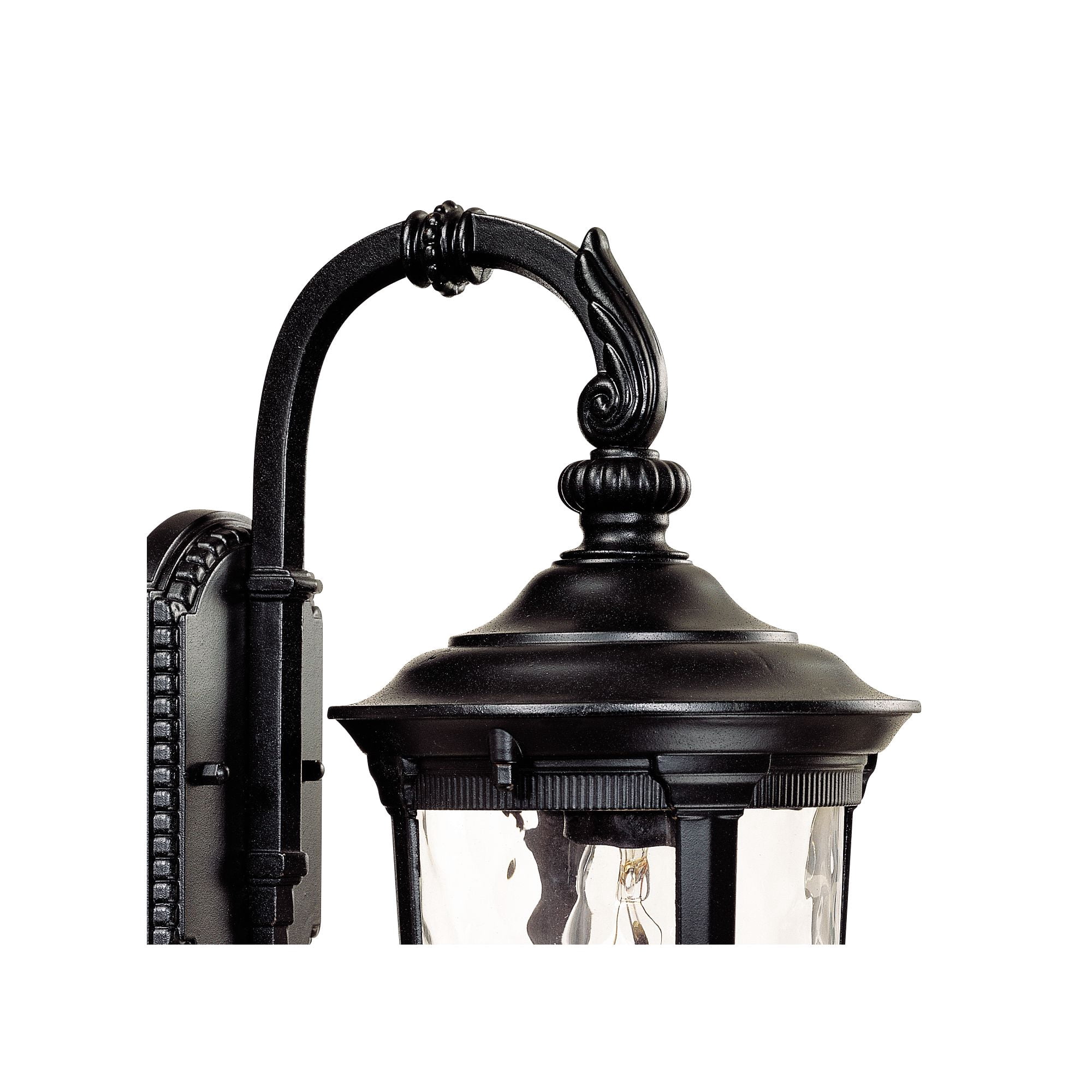 John Timberland Bellagio Vintage Outdoor Wall Light Fixtures Set of 2 Texturized Black Downbridge 16 1/2" Clear Hammered Glass for Post Exterior Barn