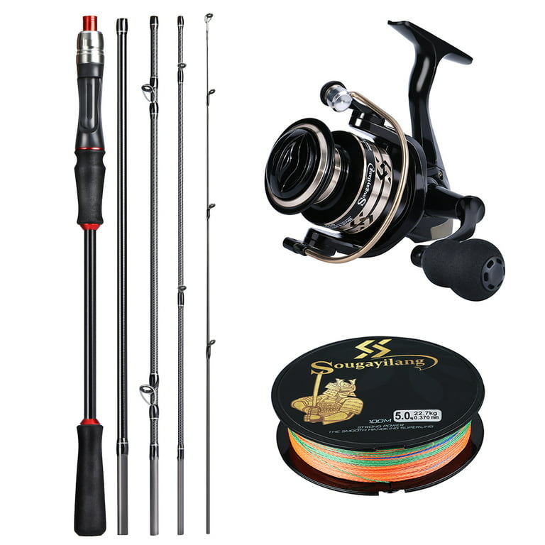 Sougayilang Spinning Fishing Reel and Rod Combo 1.8m/2.1M Bass Fishing Rod  and Spinning Fishing Reels with Fishing Line Full Kit