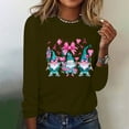 thumbnail image 4 of CLOISE Breast Cancer Shirts Women Long Sleeve Crewneck Shirts Gnomes Ribbon Oversized Breast Cancer Support Tops Cute Comfy Tshirts Cancer Awareness Outfits Army Green XL, 4 of 4
