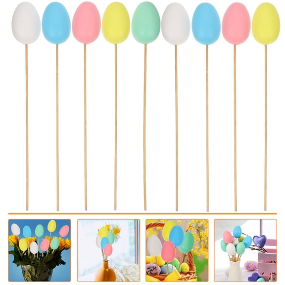 GOOHOCHY  9 Pcs Color Colorful Egg Picks Easter Eggs Simulated
