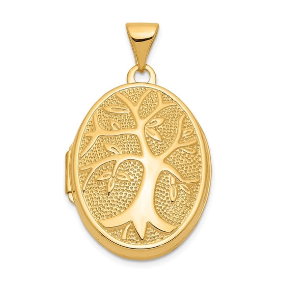 FB Jewels 14K Yellow Gold 21x16mm Oval Tree Locket
