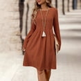 thumbnail image 2 of Women's Spring and Autumn Solid Color Long Sleeve Dress - Round Neck, for Casual and Formal Events, 2 of 8