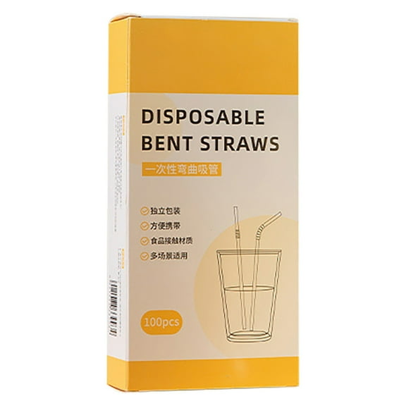 100Pcs Clear Disposable Bendy Party Fancy Straws, 8.27in Long Flexible Disposable Bendy Drinking Straws, Reusable, Drinkware Accessories, Parties/Bar/Beverage/Home Supplies, Straws Clearance
