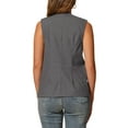 thumbnail image 3 of INSPIRE CHIC Women's Button Down Vest Top Cotton Linen V Neck Sleeveless Casual Jacket XS Dark Gray, 3 of 6