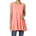 thumbnail image 1 of TheMoogan Women's PLUS S~3X Sleeveless Tiered Ruffle Babydoll TUNIC Cute Relaxed Tank Top, 1 of 6