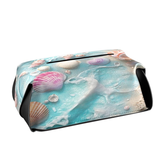 BZSMCE Leatehr Tissue Holders Cute Seashells Beach Pattern Tissue box