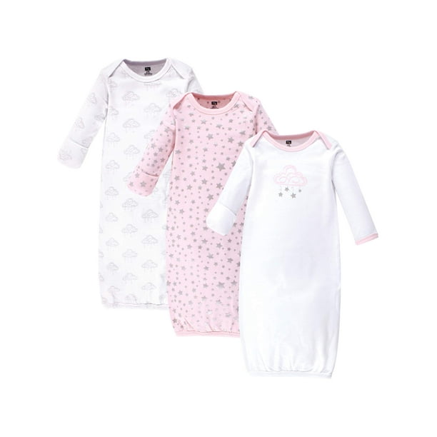 Hudson Baby Hudson Baby Baby Girl Gowns, 3Pack