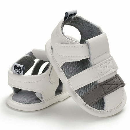 

kpoplk Sandals For Toddler Girls Splicing Boy Prewalker Shoes Soft Sandals Sole Single Baby Infant Baby Shoes Boys Sandals(White)