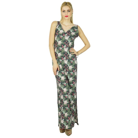 Bimba Women Long Printed Maxi Dress Comed With Side Slit Casual Clothing