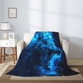 thumbnail image 2 of Rateoe Blue Fire Wolf Pattern Flannel Throw Blanket, Ultra-soft Blanket for Bed, Couch, Car, Hypoallergenic Anti-pilling blanket-50"x40"(Vertical), 2 of 6