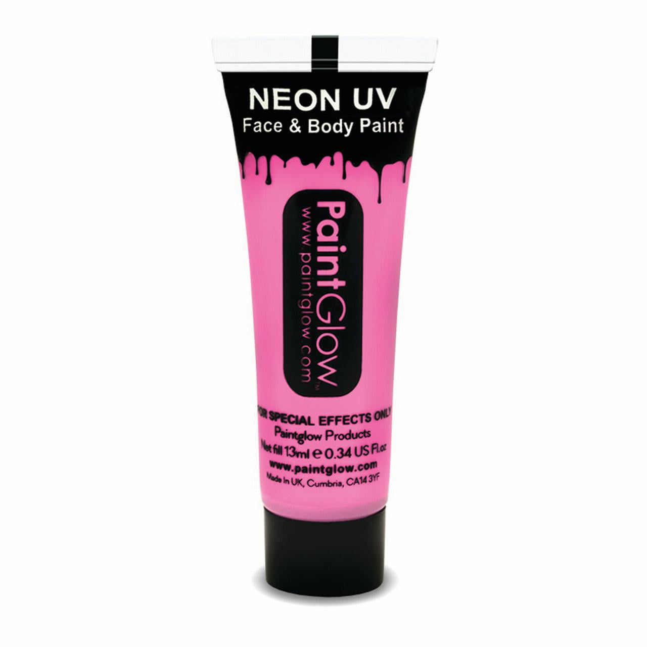 PaintGlow UV Reactive Face & Body Paint 10ml Liquid Makeup, Baby Pink -