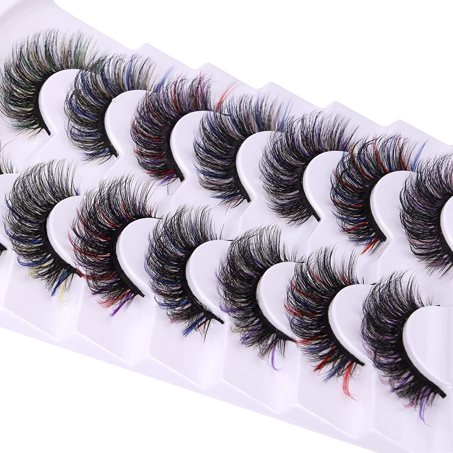 Colored Lashes Fluffy Wispy False Eyelashes Pack 3D False Eye Lashes ...