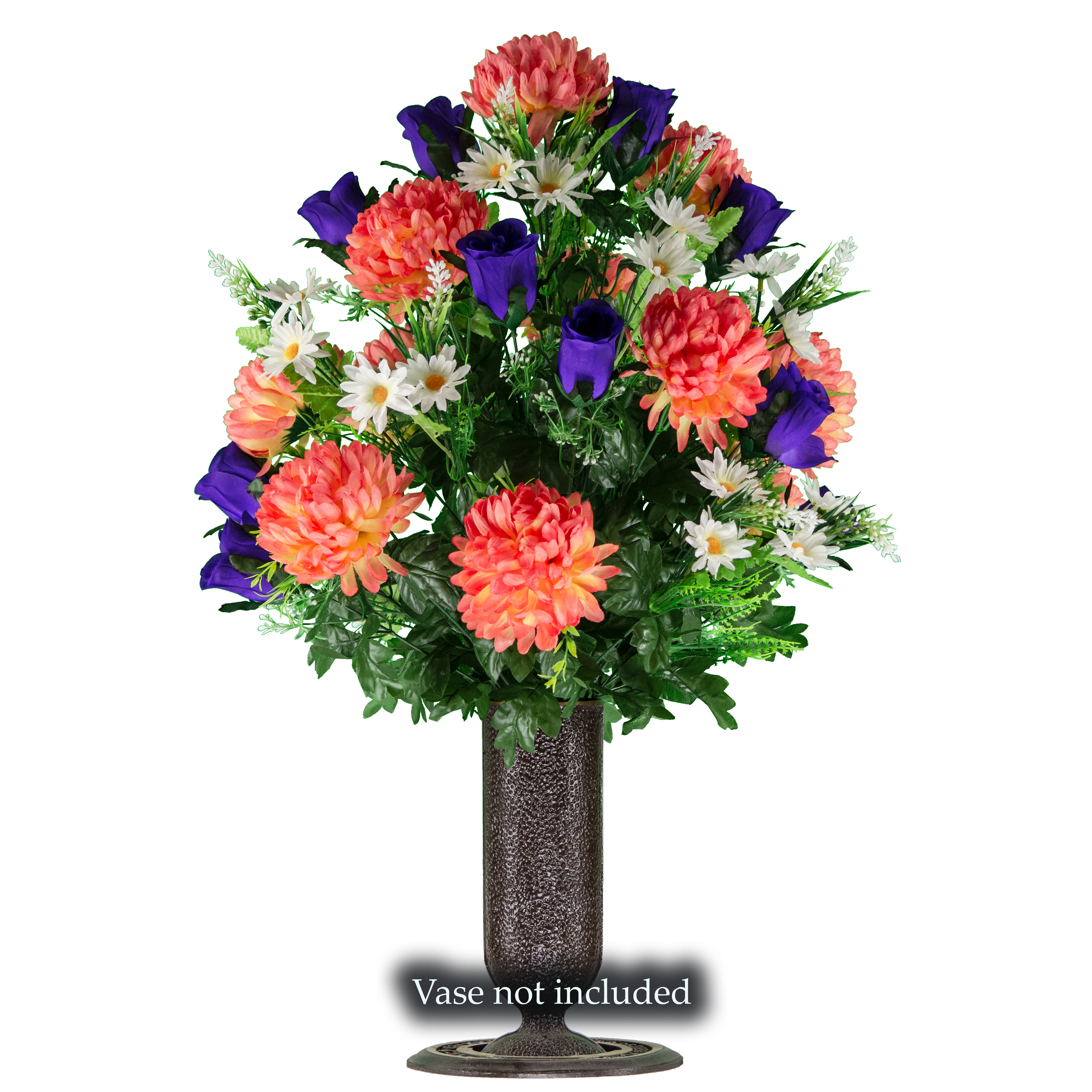 Sympathy Silks Artificial Cemetery Flowers -Salmon Pink Mum and