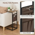 thumbnail image 2 of C Shaped End Table, Small Side Table for Couch, Tall Couch Side Table C Table for Small Space, TV Tray Slide Under Sofa Snack Table with Metal Frame for Living Room, Bedroom, Bedside, Brown, 2 of 18