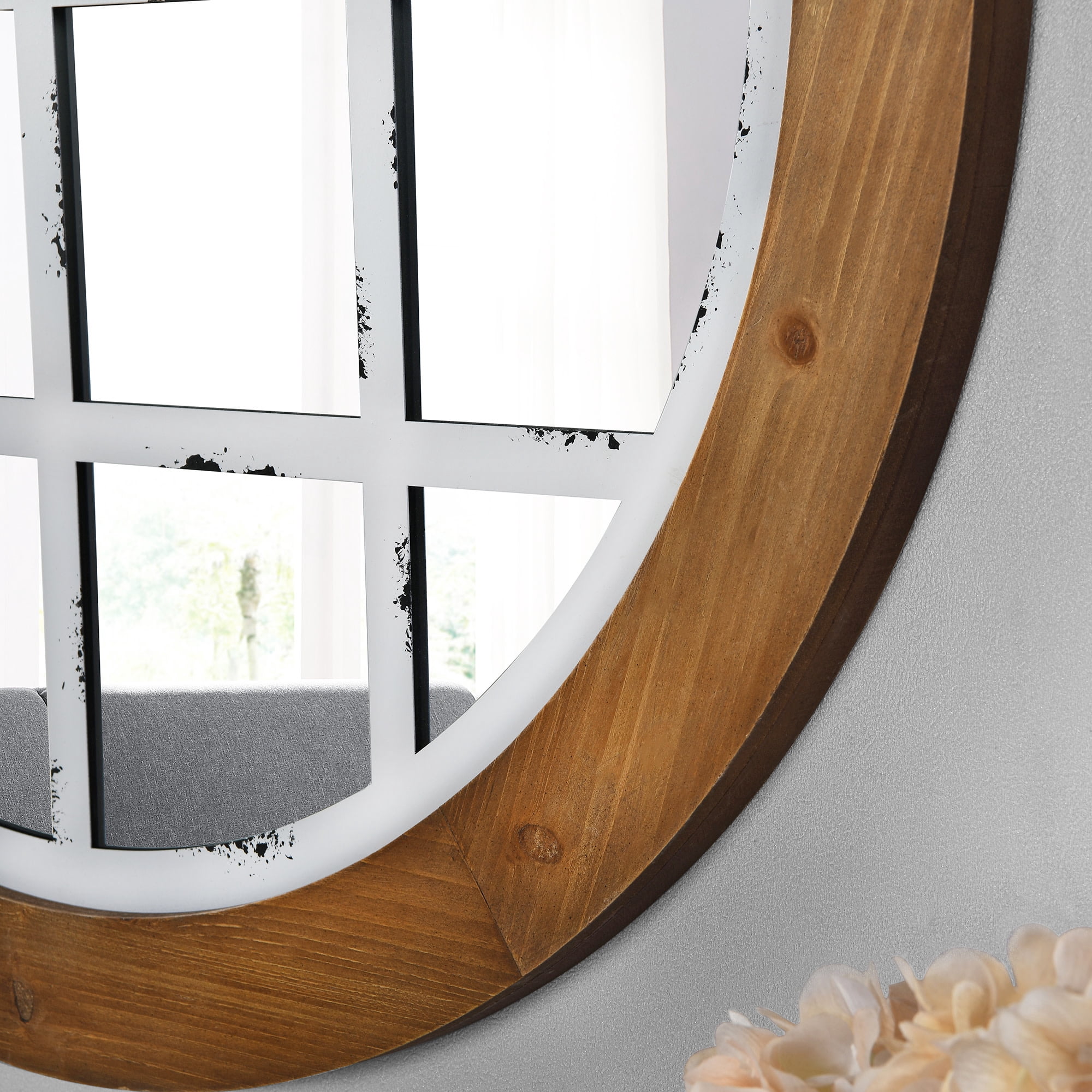 FirsTime & Co. Brown And White Covington Arch Wall Mirror, Farmhouse, Round, 30 x 1.1 x 30 in