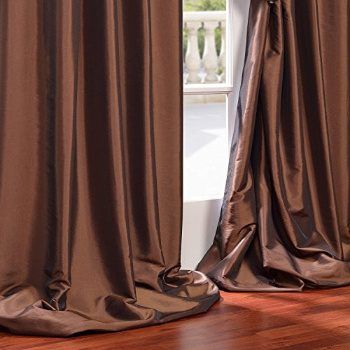 Half Ds Ptch Bo209 108 Gr, Copper Brown Faux Silk Taffeta Curtain Panel White 3