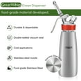 thumbnail image 5 of GreatWhip Stainless Steel Whipped Cream Dispenser Professional Cream Whipper Large 500ml / 1 Pint Heavy-Duty Whip Cream Maker 3 Decorating Nozzles & Cleaning Brush, 5 of 7