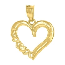 10kt Yellow Gold Womens Diamond-Cut Love Heart Charm Pendant
