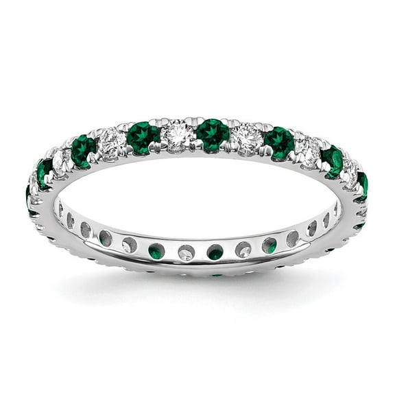Auriga Fine Jewelry 14K White Gold Lab Grown Diamond VS/SI GH & Cr Emerald Eternity Band for Women Size 4.5