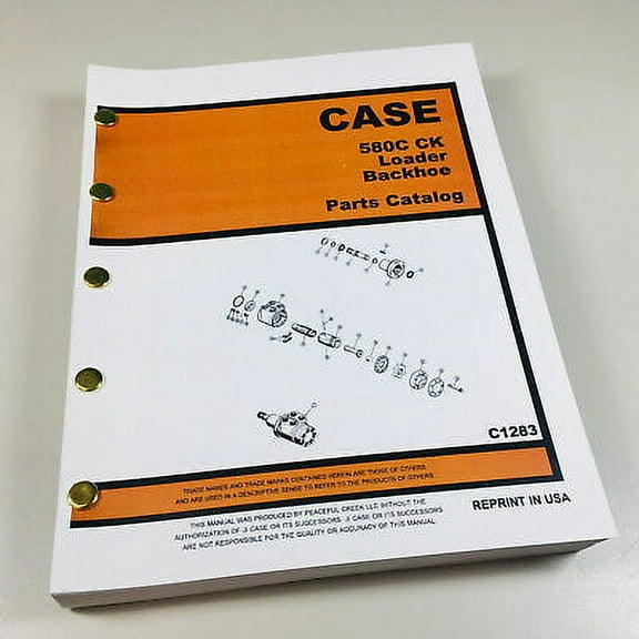 Case 580C Loader Backhoe Parts Catalog Manual Assembly Exploded Views Numbers
