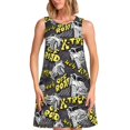 thumbnail image 1 of Balery White Retro Off-Road Vehicle Vestidos de verano para mujer con estampado: vestido holgado sin mangas, vestido playero informal y cómodo para días calurosos., 1 of 7
