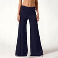thumbnail image 2 of Inglocry Fold Over Pants Women Y2K Low Rise Bell Bottoms Yoga Pants Summer Beach Wide Leg Foldover Pants Lounge Flare Leggings Navy XL, 2 of 10