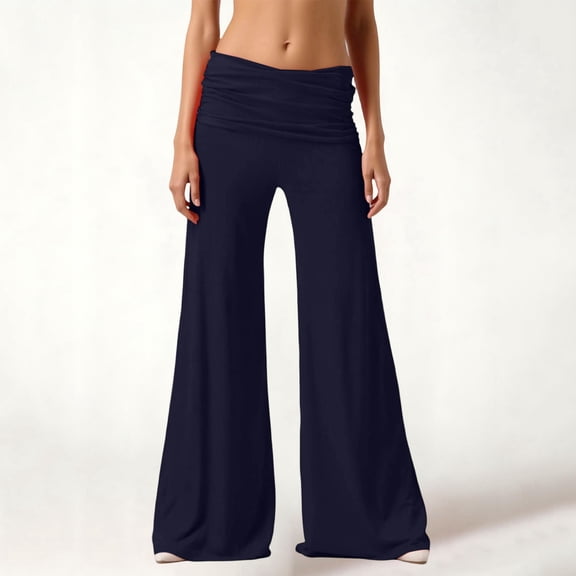 Coral Fold Over Pants for Women Wide Leg Coral Foldover Yoga Pants Loose Fit Solid Fold Over Leggings Sweatpants 2026