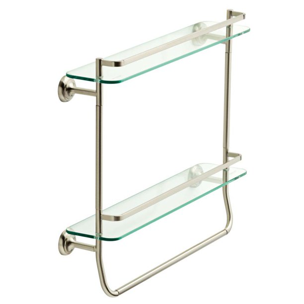 Delta 20" Double Glass Shelf with Towel Bar SpotShield Brushed Nickel FSS07BN