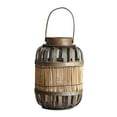 thumbnail image 2 of DOLITY Vintage Wicker Lantern Wooden LED Tea Light Candle Holder with Handle for Garden Small, 2 of 9