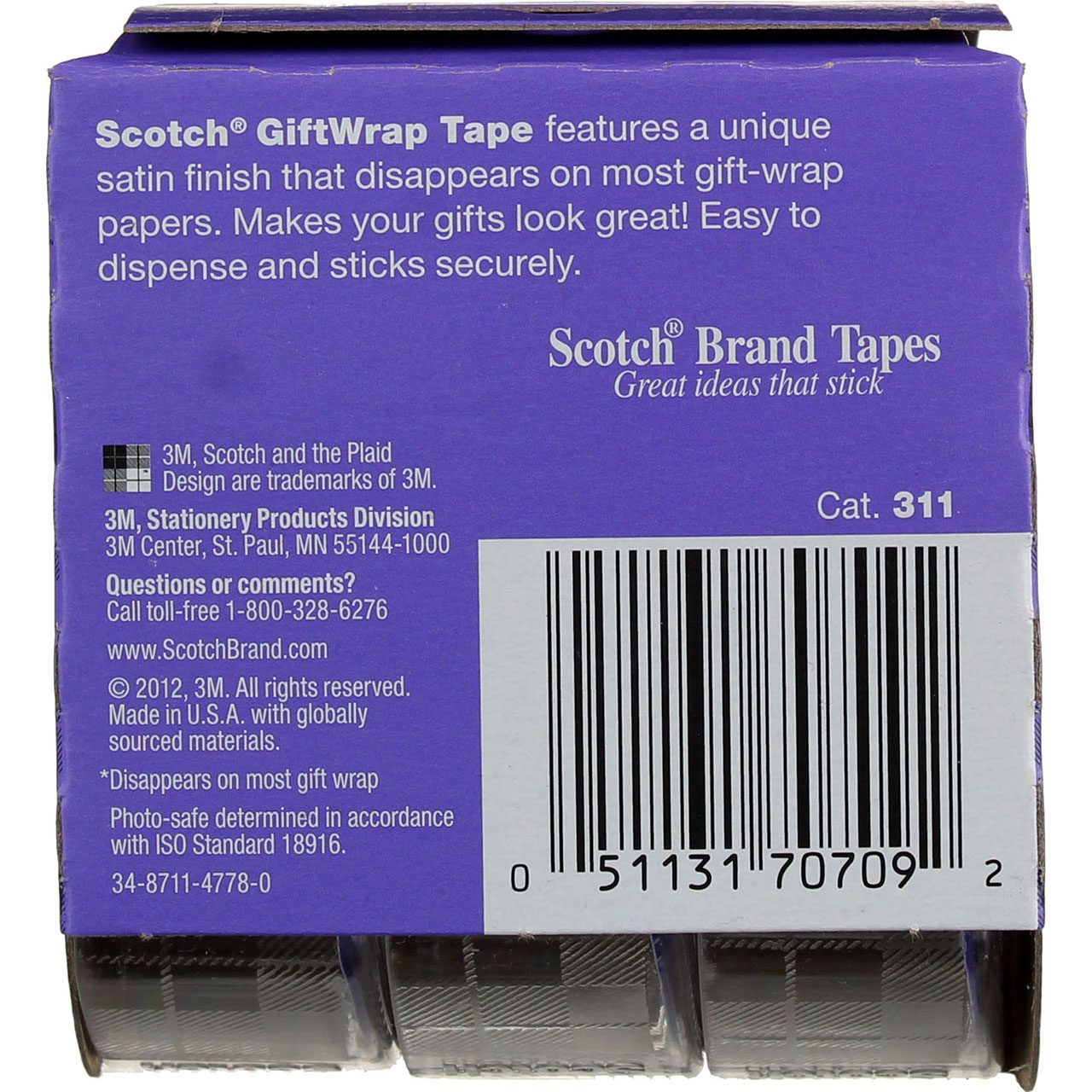 5-pack Scotch Gift Wrap Tape, Satin Finish, 0.75in X 300in, 3 Ct (5 pack) — Residential Use, Standard Application