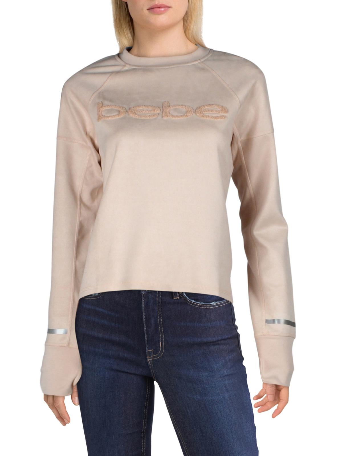 Bebe Sport Womens Sueded Scuba Sweatshirt Pink L Walmart Com