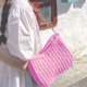 thumbnail image 1 of Bolso de mano con cadena para mujer, Bolso de mano informal tejido de color sólido de paja para mujer (rosa), 1 of 6