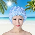 thumbnail image 6 of 3D Flower Swim Cap Breathable Water Sports Hat Swimming Bath Cap Long Hair Surf Hat for Women Blue, 6 of 7