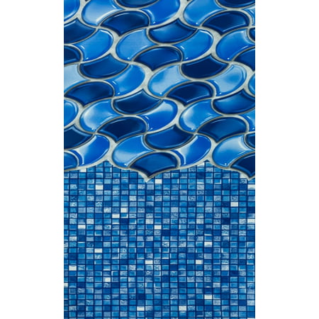 18-Foot Round Overlap Waves of Poseidon Above Ground Swimming Pool Liner - 48-or-52-Inch Wall Height - 20