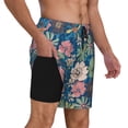 thumbnail image 3 of Picia Colorful Flowers pattern Mens Swim Trunks with Compression Liner Stretch Beach Shorts Quick Dry with Zipper Pockets No-Chafing Board Shorts-, 3 of 9