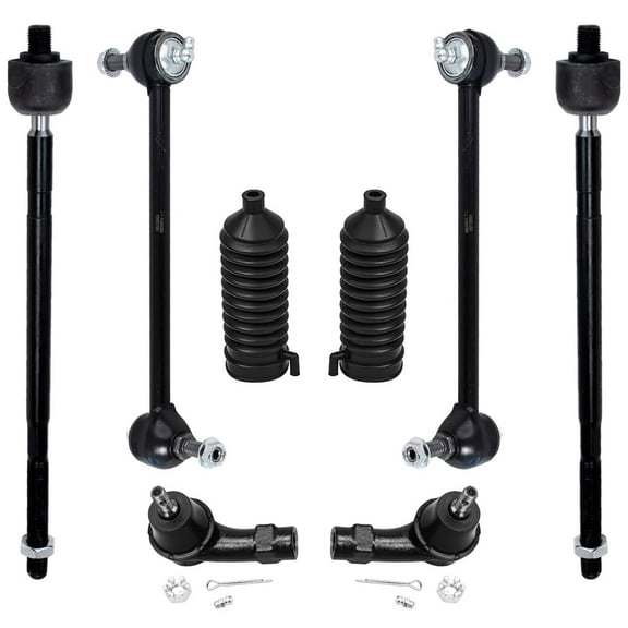 Detroit Axle - 8pc Front Suspension Kit for Ford 2002 2003 2004 Focus [SVT], 4 Outer Inner Tie Rods 2 Stabilizer Sway Bar End Links 2 Boots Replacement