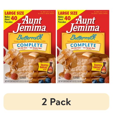 (2 pack) Aunt Jemima Buttermilk Complete Pancake & Waffle Mix, 32 oz Box