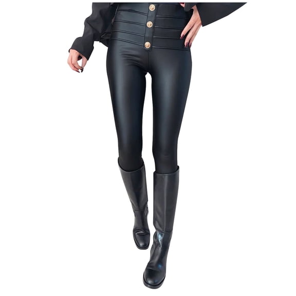 Ahabrexf Button Zipper Pant, Women's Solid Color Yoga Tights for Gym and Leisure