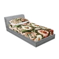 thumbnail image 2 of Ambesonne Floral Eucalyptus Fitted Sheet & Pillow Sham Set, Blushing Blooms, Twin, Blush Forest Green Pink, 2 of 2