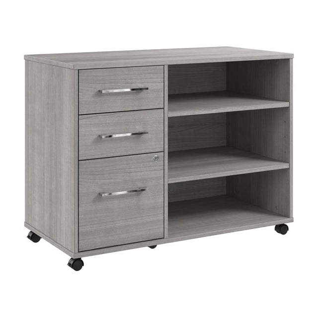 Pemberly Row Rolling Storage Cabinet With Locking Drawers & Shelves in Gray
