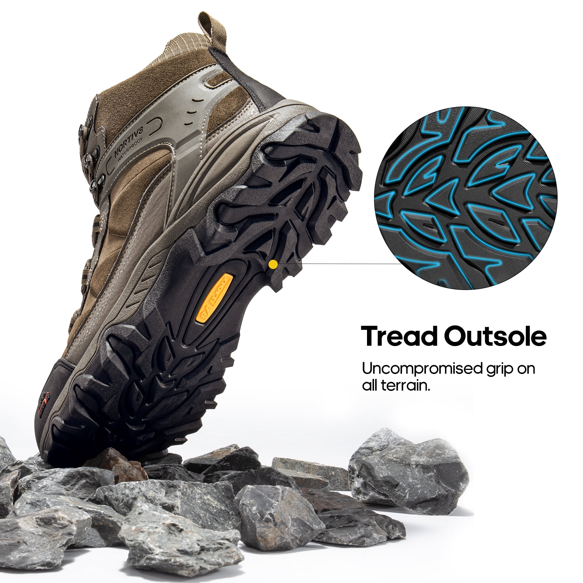 NORTIV 8 Men's Waterproof Hiking Boots Outdoor Mid Trekking Lightweight Mountaineering Shoes