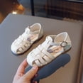 thumbnail image 7 of Odeerbi Toddler Kids Girls Princess Sandals Soft Sole Beach Prewalker Shoes Baby Cute Weave Hollow Out Shoes Non Slip Roman Sandals White, 7 of 7