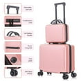 thumbnail image 6 of JUNWELL 2 Piece Travel Luggage Set Hard shell Suitcase with Spinner Wheels 18” Underseat luggage and 14” Comestic Travel case Toiletry box Rose Gold, 6 of 11