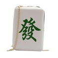 thumbnail image 2 of GUOOL Shoulder Bag for Man Women Small with Long Chain Double Zipper Mahjong Shape Green Dragon, 2 of 9
