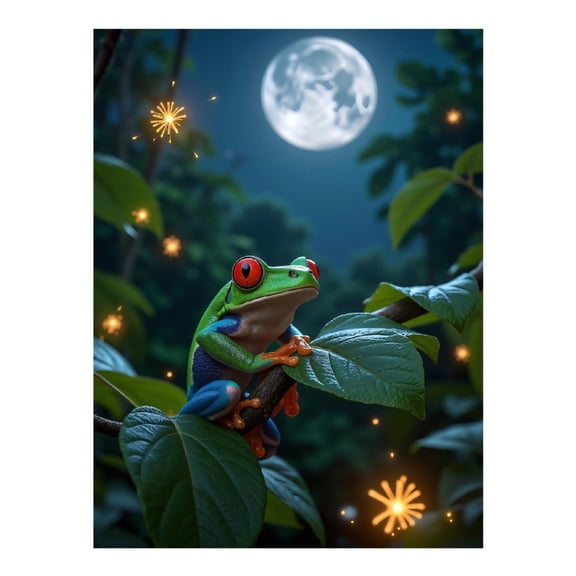 Diamond Art Kits for Adults, Frog Moonlit Jungle Branch Sparkles 5D Diamond Painting Kits for Adults Beginners, DIY Full Drill Diamond Painting, Gem Art and Crafts 12x16