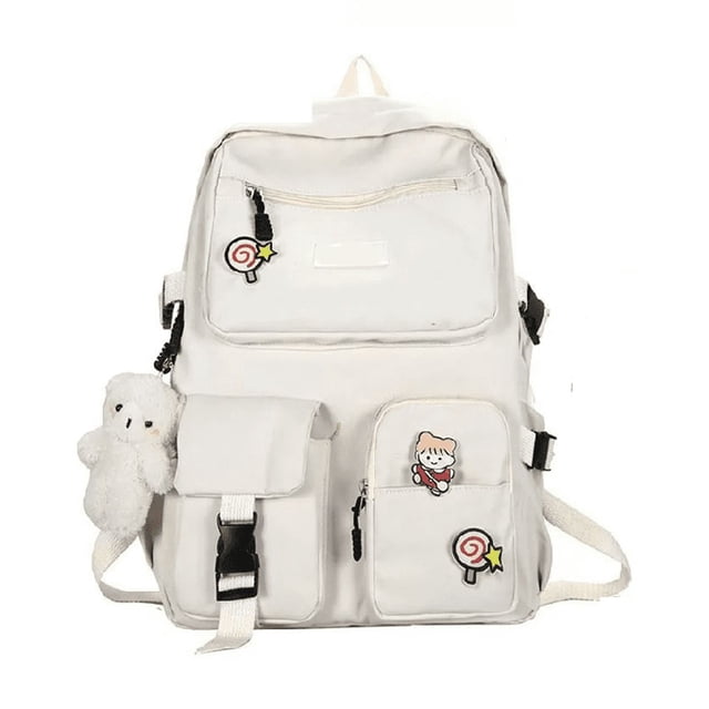 Mochila Escolar De Moda Multi-bolsillo Blanco