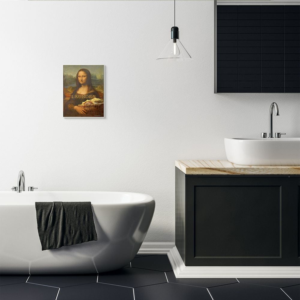 Stupell Industries Mona Lisa Laundry Funny Classic Painting Design Wall Plaque by Patrick Reid O'Brien